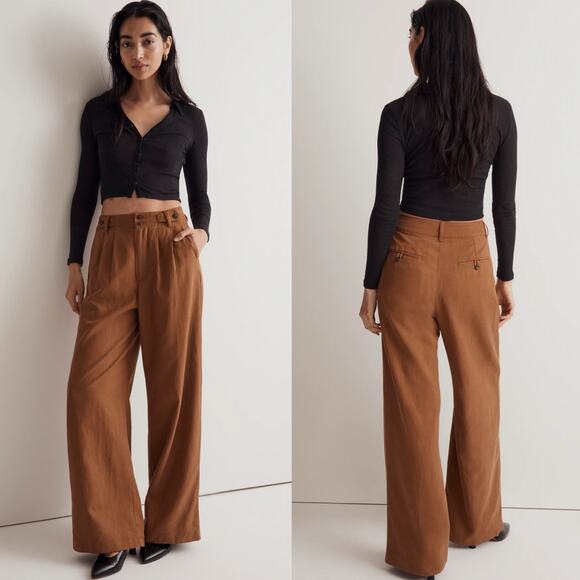 Madewell Womens The Harlow Wide Leg Trouser Pant in Acorn Size 6 - Picture 13 of 13